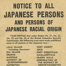 Government Notice to Japanese Canadians